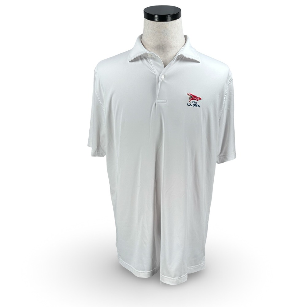 Peter Millar Crown Crafted Mens XL White 123rd US Open LACC Golf Polo Shirt